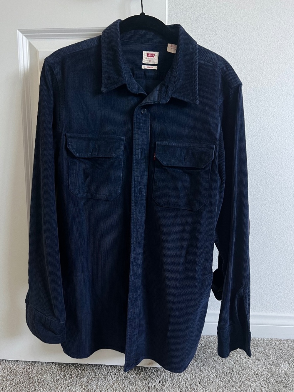 Levi’s Navy Blue Corduroy Button-Up Overshirt – Size XS